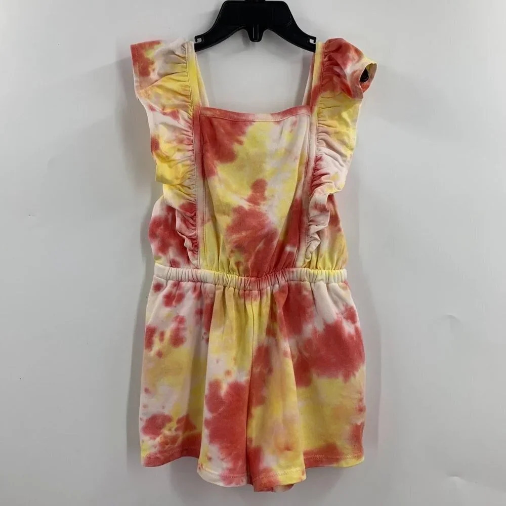 Tucker + Tate Kids' Tie Dye Romper In Pink- Yellow Tie Dye Size 6 NWT